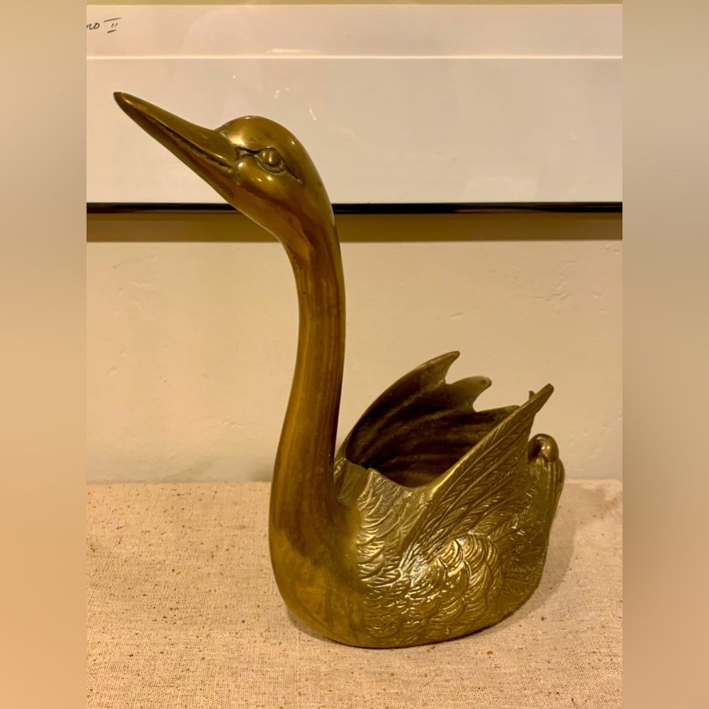 Solid Brass Swan - vintage